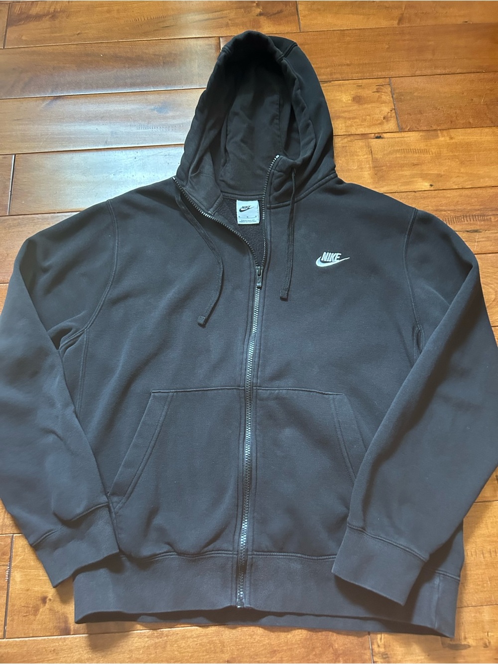 Nike Black Full-Zip Hoodie with Small White Swoosh